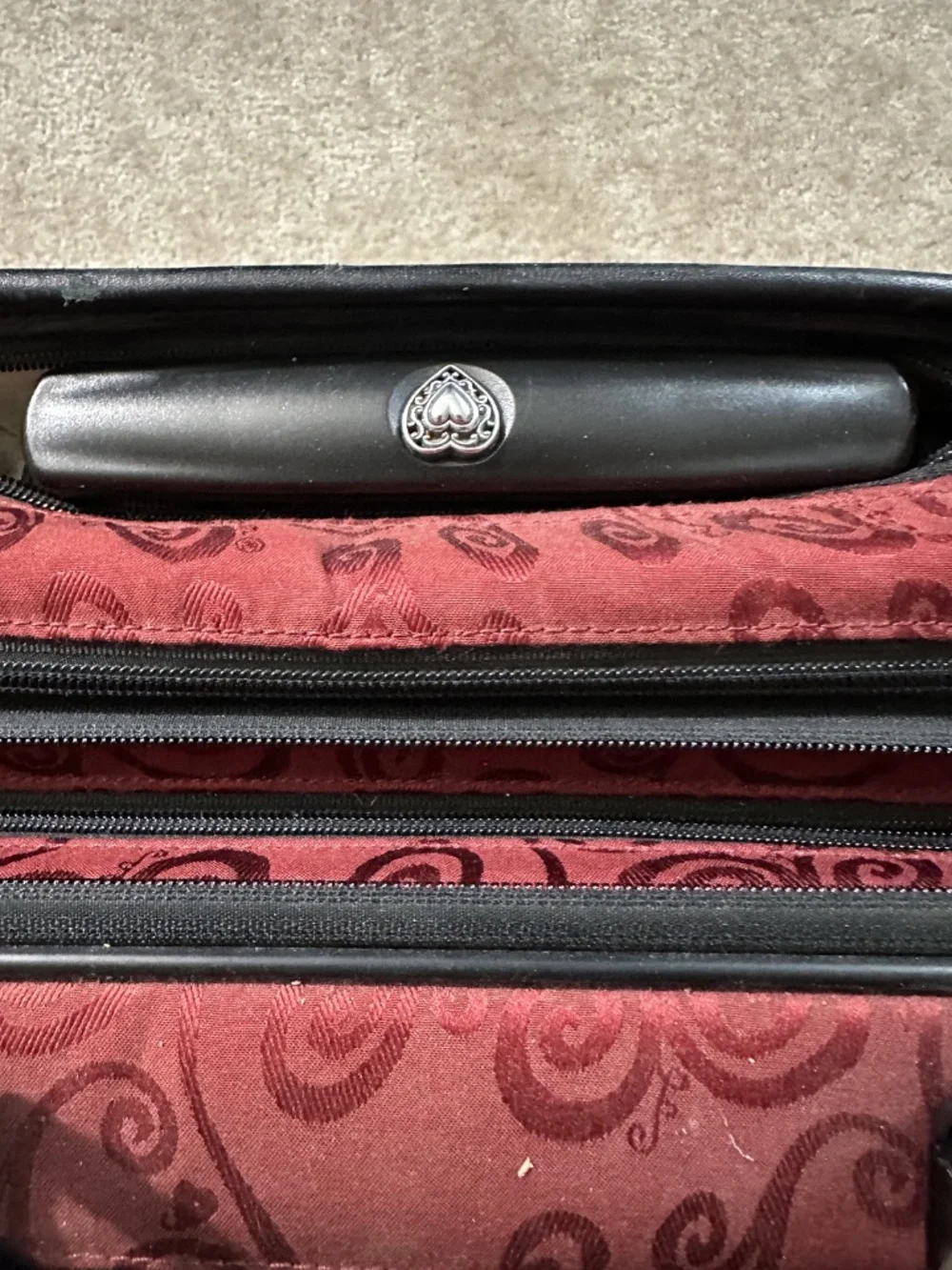 Vintage Brighton RETIRED Brown Leather Black Carryon Wheeled Laptop Travel Bag